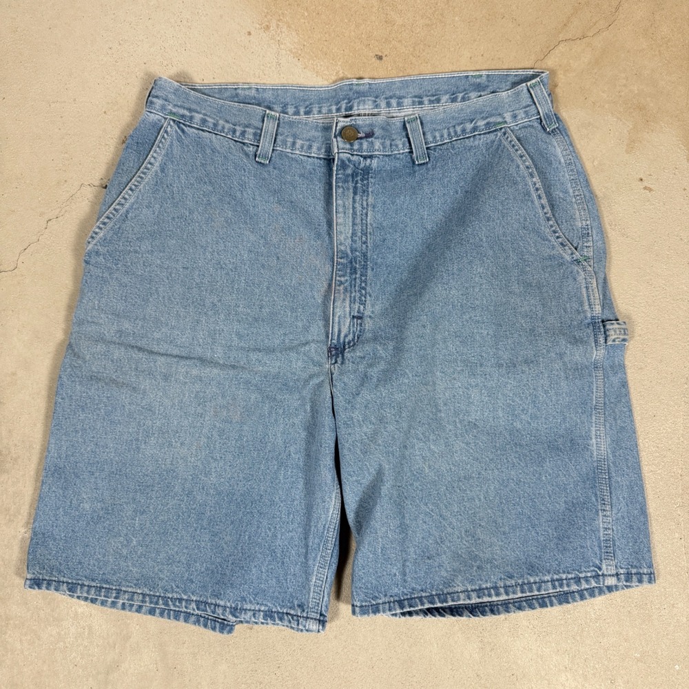 vtg 90's OshKosh B'gosh Mens Denim Carpenter Shorts Light Wash Size 34